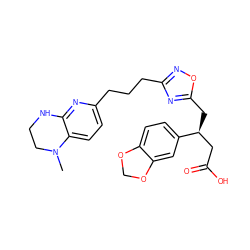 CN1CCNc2nc(CCCc3noc(C[C@@H](CC(=O)O)c4ccc5c(c4)OCO5)n3)ccc21 ZINC000028569673