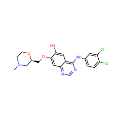 CN1CCO[C@@H](COc2cc3ncnc(Nc4ccc(Cl)c(Cl)c4)c3cc2O)C1 ZINC000115598965