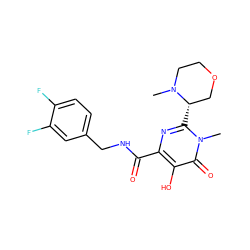 CN1CCOC[C@@H]1c1nc(C(=O)NCc2ccc(F)c(F)c2)c(O)c(=O)n1C ZINC000014979390