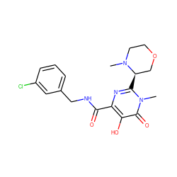 CN1CCOC[C@H]1c1nc(C(=O)NCc2cccc(Cl)c2)c(O)c(=O)n1C ZINC000089774379