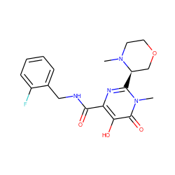 CN1CCOC[C@H]1c1nc(C(=O)NCc2ccccc2F)c(O)c(=O)n1C ZINC000089774375