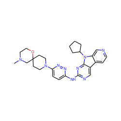 CN1CCOC2(CCN(c3ccc(Nc4ncc5c6ccncc6n(C6CCCC6)c5n4)nn3)CC2)C1 ZINC000117691227