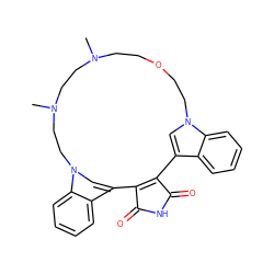 CN1CCOCCn2cc(c3ccccc32)C2=C(C(=O)NC2=O)c2cn(c3ccccc23)CCN(C)CC1 ZINC000022930700