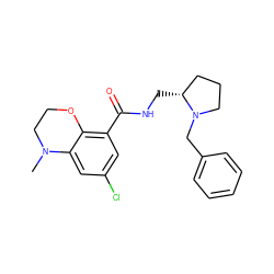 CN1CCOc2c(C(=O)NC[C@@H]3CCCN3Cc3ccccc3)cc(Cl)cc21 ZINC000028243131