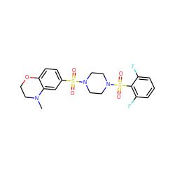 CN1CCOc2ccc(S(=O)(=O)N3CCN(S(=O)(=O)c4c(F)cccc4F)CC3)cc21 ZINC000036379061