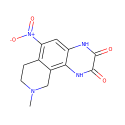 CN1CCc2c([N+](=O)[O-])cc3[nH]c(=O)c(=O)[nH]c3c2C1 ZINC000026143603