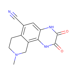 CN1CCc2c(C#N)cc3[nH]c(=O)c(=O)[nH]c3c2C1 ZINC000013743365