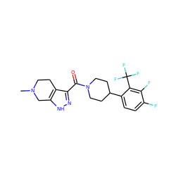 CN1CCc2c(C(=O)N3CCC(c4ccc(F)c(F)c4C(F)(F)F)CC3)n[nH]c2C1 ZINC001772577380