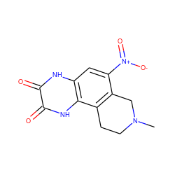 CN1CCc2c(c([N+](=O)[O-])cc3[nH]c(=O)c(=O)[nH]c23)C1 ZINC000013743337