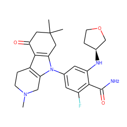 CN1CCc2c3c(n(-c4cc(F)c(C(N)=O)c(N[C@H]5CCOC5)c4)c2C1)CC(C)(C)CC3=O ZINC000169307789