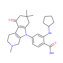 CN1CCc2c3c(n(-c4ccc(C(N)=O)c(NC5CCCC5)c4)c2C1)CC(C)(C)CC3=O ZINC000169307793