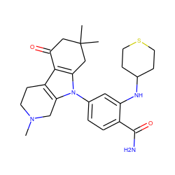 CN1CCc2c3c(n(-c4ccc(C(N)=O)c(NC5CCSCC5)c4)c2C1)CC(C)(C)CC3=O ZINC000169307797