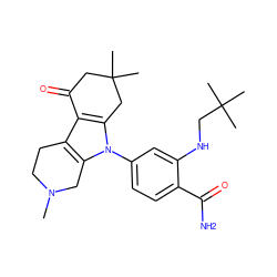 CN1CCc2c3c(n(-c4ccc(C(N)=O)c(NCC(C)(C)C)c4)c2C1)CC(C)(C)CC3=O ZINC000169308147