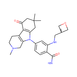 CN1CCc2c3c(n(-c4ccc(C(N)=O)c(NCC5(C)COC5)c4)c2C1)CC(C)(C)CC3=O ZINC000169308144