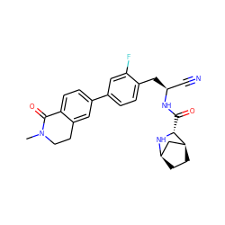 CN1CCc2cc(-c3ccc(C[C@@H](C#N)NC(=O)[C@H]4N[C@@H]5CC[C@H]4C5)c(F)c3)ccc2C1=O ZINC000219319175