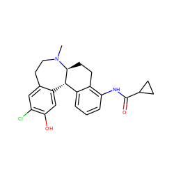 CN1CCc2cc(Cl)c(O)cc2[C@H]2c3cccc(NC(=O)C4CC4)c3CC[C@@H]21 ZINC000045371328