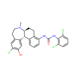 CN1CCc2cc(Cl)c(O)cc2[C@H]2c3cccc(NC(=O)Nc4c(Cl)cccc4Cl)c3CC[C@@H]21 ZINC000045389801