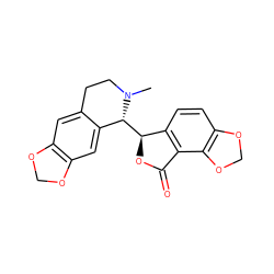 CN1CCc2cc3c(cc2[C@H]1[C@@H]1OC(=O)c2c1ccc1c2OCO1)OCO3 ZINC000019899011