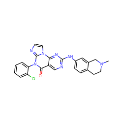 CN1CCc2ccc(Nc3ncc4c(=O)n(-c5ccccc5Cl)c5nccn5c4n3)cc2C1 ZINC000144000492