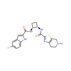 CN1CCc2nc(C(=O)N[C@@H]3CC[C@@H]3NC(=O)c3cc4cc(Cl)ccc4[nH]3)sc2C1 ZINC000028948619