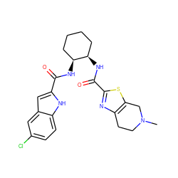 CN1CCc2nc(C(=O)N[C@@H]3CCCC[C@@H]3NC(=O)c3cc4cc(Cl)ccc4[nH]3)sc2C1 ZINC000016051975