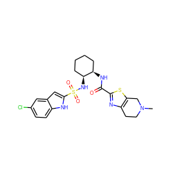 CN1CCc2nc(C(=O)N[C@@H]3CCCC[C@@H]3NS(=O)(=O)c3cc4cc(Cl)ccc4[nH]3)sc2C1 ZINC000028948609