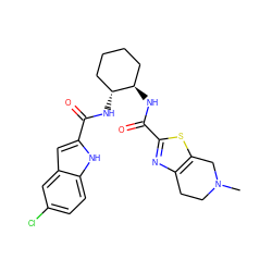 CN1CCc2nc(C(=O)N[C@@H]3CCCC[C@H]3NC(=O)c3cc4cc(Cl)ccc4[nH]3)sc2C1 ZINC000016051976