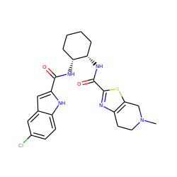 CN1CCc2nc(C(=O)N[C@H]3CCCC[C@H]3NC(=O)c3cc4cc(Cl)ccc4[nH]3)sc2C1 ZINC000028948636