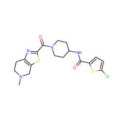 CN1CCc2nc(C(=O)N3CCC(NC(=O)c4ccc(Cl)s4)CC3)sc2C1 ZINC000066099998