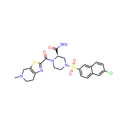 CN1CCc2nc(C(=O)N3CCN(S(=O)(=O)c4ccc5cc(Cl)ccc5c4)C[C@@H]3C(N)=O)sc2C1 ZINC000014113888