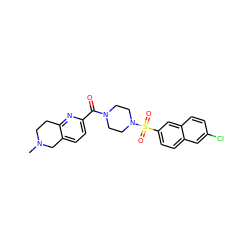 CN1CCc2nc(C(=O)N3CCN(S(=O)(=O)c4ccc5cc(Cl)ccc5c4)CC3)ccc2C1 ZINC000013584060