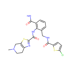 CN1CCc2nc(C(=O)Nc3c(CNC(=O)c4ccc(Cl)s4)cccc3C(N)=O)sc2C1 ZINC000043198288