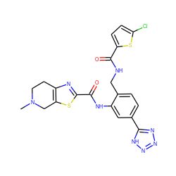 CN1CCc2nc(C(=O)Nc3cc(-c4nnn[nH]4)ccc3CNC(=O)c3ccc(Cl)s3)sc2C1 ZINC000073386131