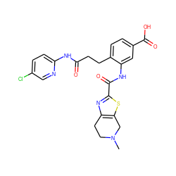 CN1CCc2nc(C(=O)Nc3cc(C(=O)O)ccc3CCC(=O)Nc3ccc(Cl)cn3)sc2C1 ZINC000073163707