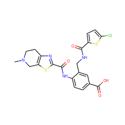 CN1CCc2nc(C(=O)Nc3ccc(C(=O)O)cc3CNC(=O)c3ccc(Cl)s3)sc2C1 ZINC000073166290