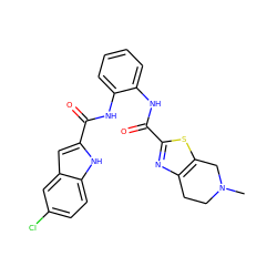 CN1CCc2nc(C(=O)Nc3ccccc3NC(=O)c3cc4cc(Cl)ccc4[nH]3)sc2C1 ZINC000071329918