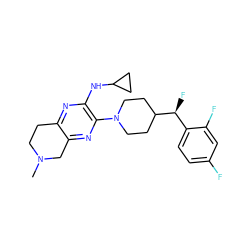 CN1CCc2nc(NC3CC3)c(N3CCC([C@@H](F)c4ccc(F)cc4F)CC3)nc2C1 ZINC001772608795