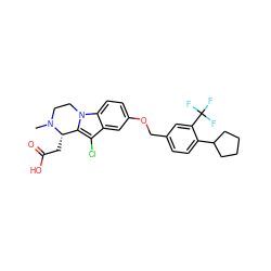 CN1CCn2c(c(Cl)c3cc(OCc4ccc(C5CCCC5)c(C(F)(F)F)c4)ccc32)[C@@H]1CC(=O)O ZINC000114895017