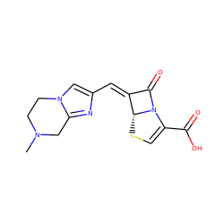 CN1CCn2cc(/C=C3/C(=O)N4C(C(=O)O)=CS[C@H]34)nc2C1 ZINC000034717631