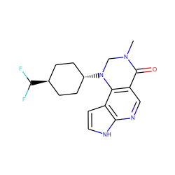 CN1CN([C@H]2CC[C@H](C(F)F)CC2)c2c(cnc3[nH]ccc23)C1=O ZINC001772631111