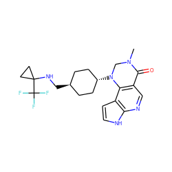 CN1CN([C@H]2CC[C@H](CNC3(C(F)(F)F)CC3)CC2)c2c(cnc3[nH]ccc23)C1=O ZINC001772599080