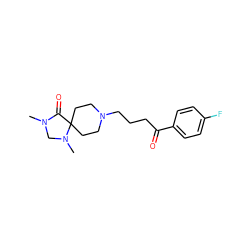 CN1CN(C)C2(CCN(CCCC(=O)c3ccc(F)cc3)CC2)C1=O ZINC000013782362