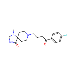 CN1CNC(=O)C12CCN(CCCC(=O)c1ccc(F)cc1)CC2 ZINC000036238048