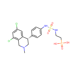 CN1Cc2c(Cl)cc(Cl)cc2[C@H](c2ccc(NS(=O)(=O)NCCP(=O)(O)O)cc2)C1 ZINC000167956932