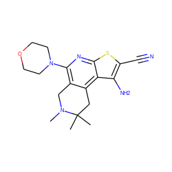 CN1Cc2c(N3CCOCC3)nc3sc(C#N)c(N)c3c2CC1(C)C ZINC000013142786