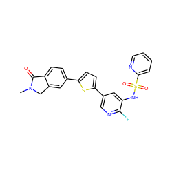 CN1Cc2cc(-c3ccc(-c4cnc(F)c(NS(=O)(=O)c5ccccn5)c4)s3)ccc2C1=O ZINC000145606779