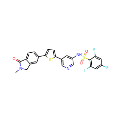 CN1Cc2cc(-c3ccc(-c4cncc(NS(=O)(=O)c5c(F)cc(F)cc5F)c4)s3)ccc2C1=O ZINC000145322426