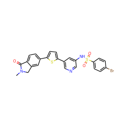 CN1Cc2cc(-c3ccc(-c4cncc(NS(=O)(=O)c5ccc(Br)cc5)c4)s3)ccc2C1=O ZINC000145382228