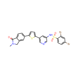 CN1Cc2cc(-c3ccc(-c4cncc(NS(=O)(=O)c5ccc(Br)cc5Br)c4)s3)ccc2C1=O ZINC000219384503
