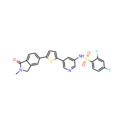 CN1Cc2cc(-c3ccc(-c4cncc(NS(=O)(=O)c5ccc(F)cc5F)c4)s3)ccc2C1=O ZINC000145455978